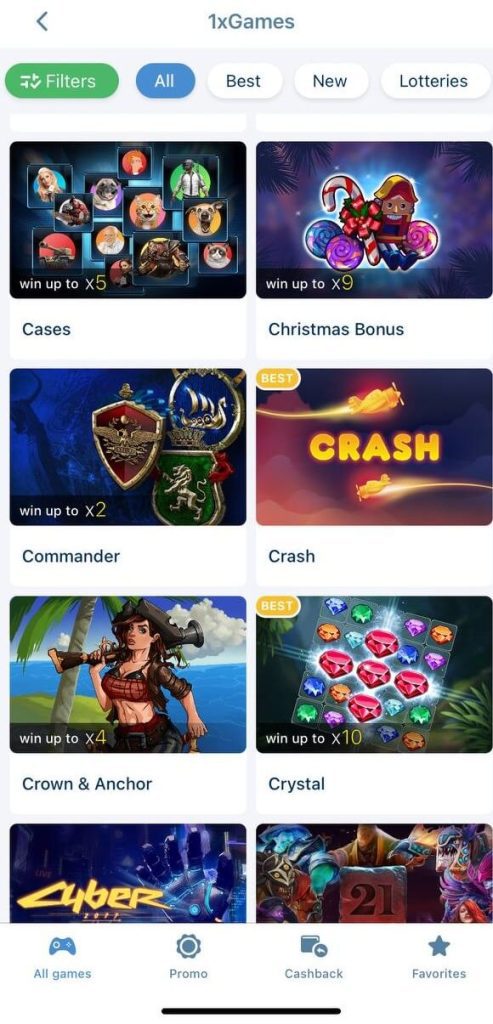 1xBet Aviator screenshot