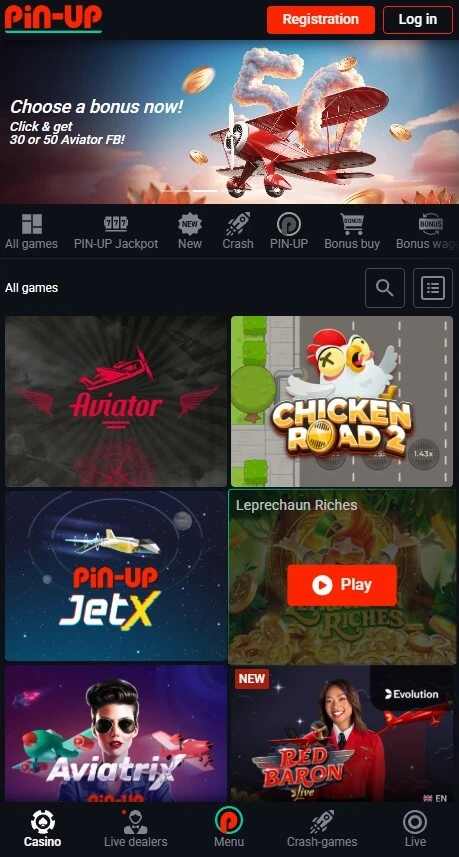 Pin-Up Casino Mobile version